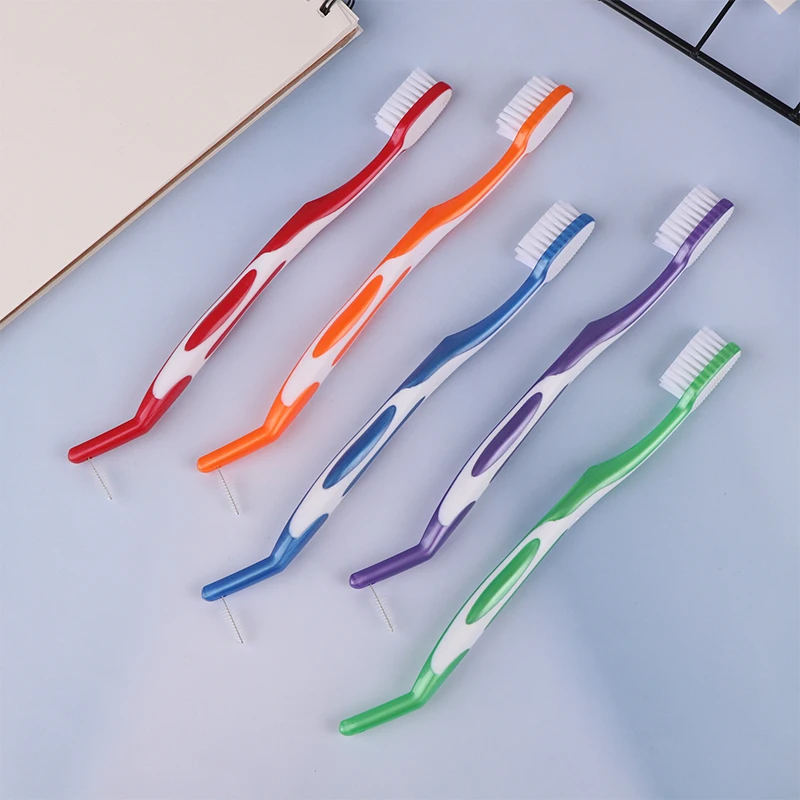 Orthodontic Toothbrushes Double-Ended Interdental Brush V Trim End Tuft Toothbrush For Cleaning Ortho Braces Toothbrush