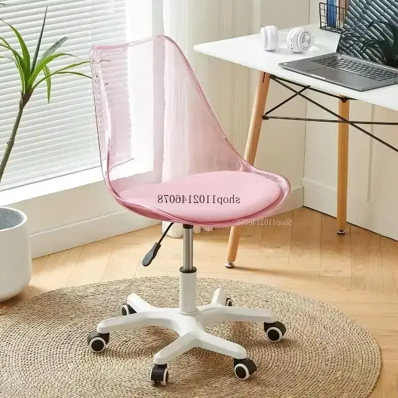 Nordic Acrylic Transparent Makeup Chair Modern Backrest Swivel Chair for Study Room Dresser Office Bedroom Home Furniture