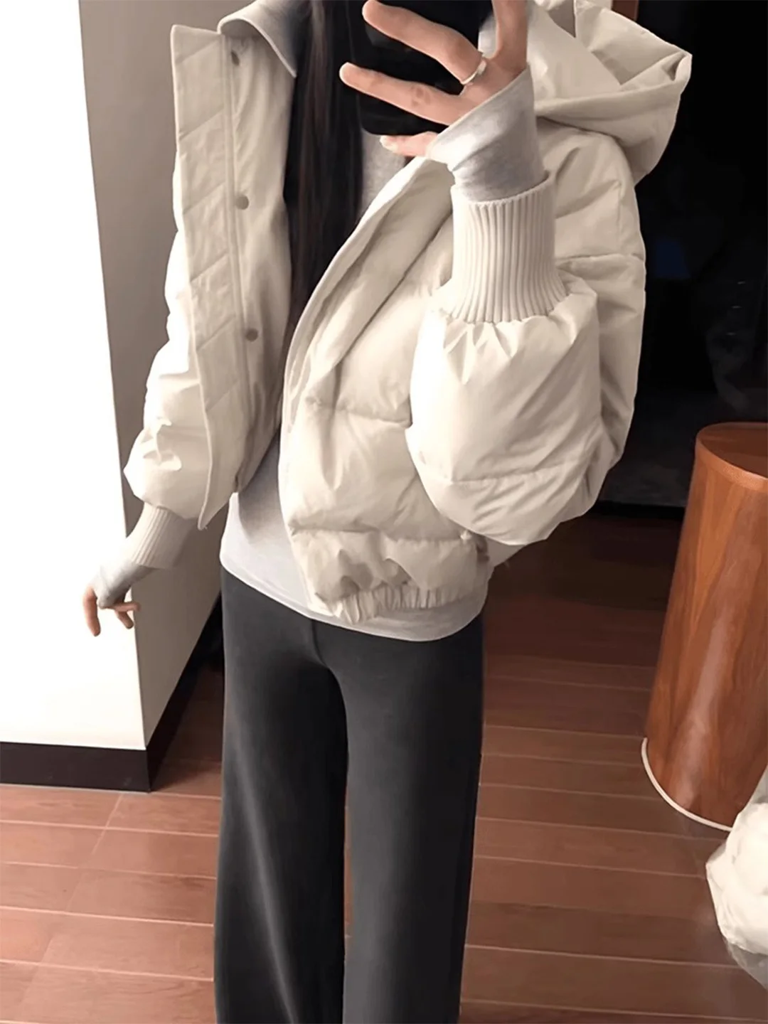 

Женское утепленное пальто-пуховик цвета хаки больших размеров, хлопковое, зимнее, с эффектом похудения, в корейском стиле, свободного кроя