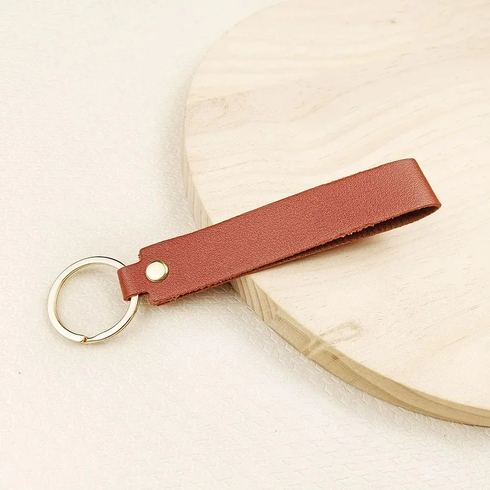 Personalized Engraving Name & Date PU Leather Keychain