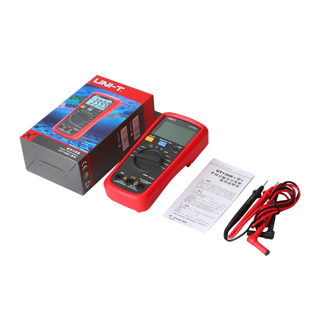 UNI-T UT136B + UT136C + Plus multimetro digitale 1000V 10A spegnimento automatico AC DC tensione corrente Ohm Test di temperatura del misuratore di