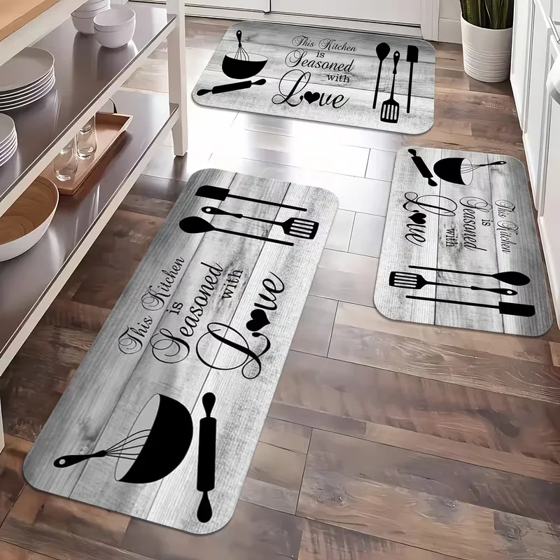 Graue Küchenbriefmatten mit Holzmaserung, Küchenmatte mit Außenthema, Wohnzimmer-Schlafzimmermatte, Teppiche für Küche, Flur, Wäsche