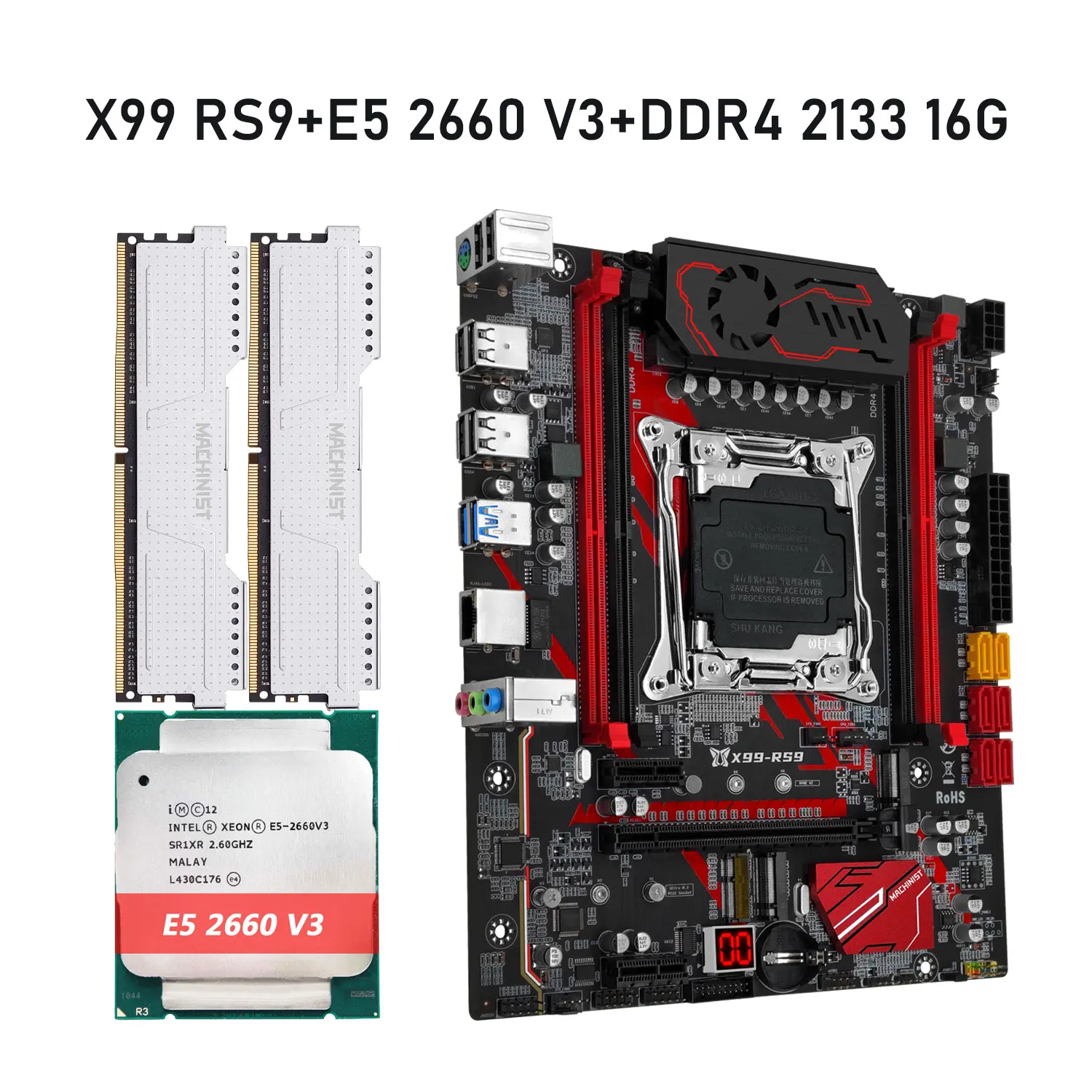 

Комплект материнской платы MACHINIST X99 RS9 LGA 2011-3 Процессор Intel Xeon E5 2660 V3 и DDR4 2133 МГц 16 ГБ ОЗУ Память M.2 NVME