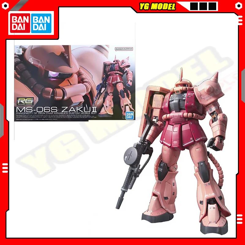 

BANDAI Gundam 1/144 RG MS-06S Zaku II Char Aznable Custom Standard Model Kit Assembly Freedom Action Figures Model Original