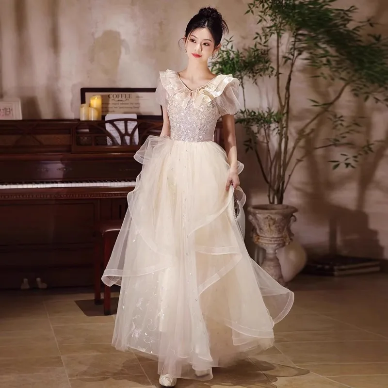 

Вечернее платье для банкета, элитный французский стиль, для выпускного вечера, платье принцессы старшей школы, сказочное платье 2026