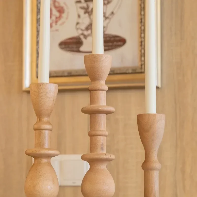 Wood colored wooden candle holder, high-quality  candle holder, Nordic  style art decoration, hotel sample room soft decoration