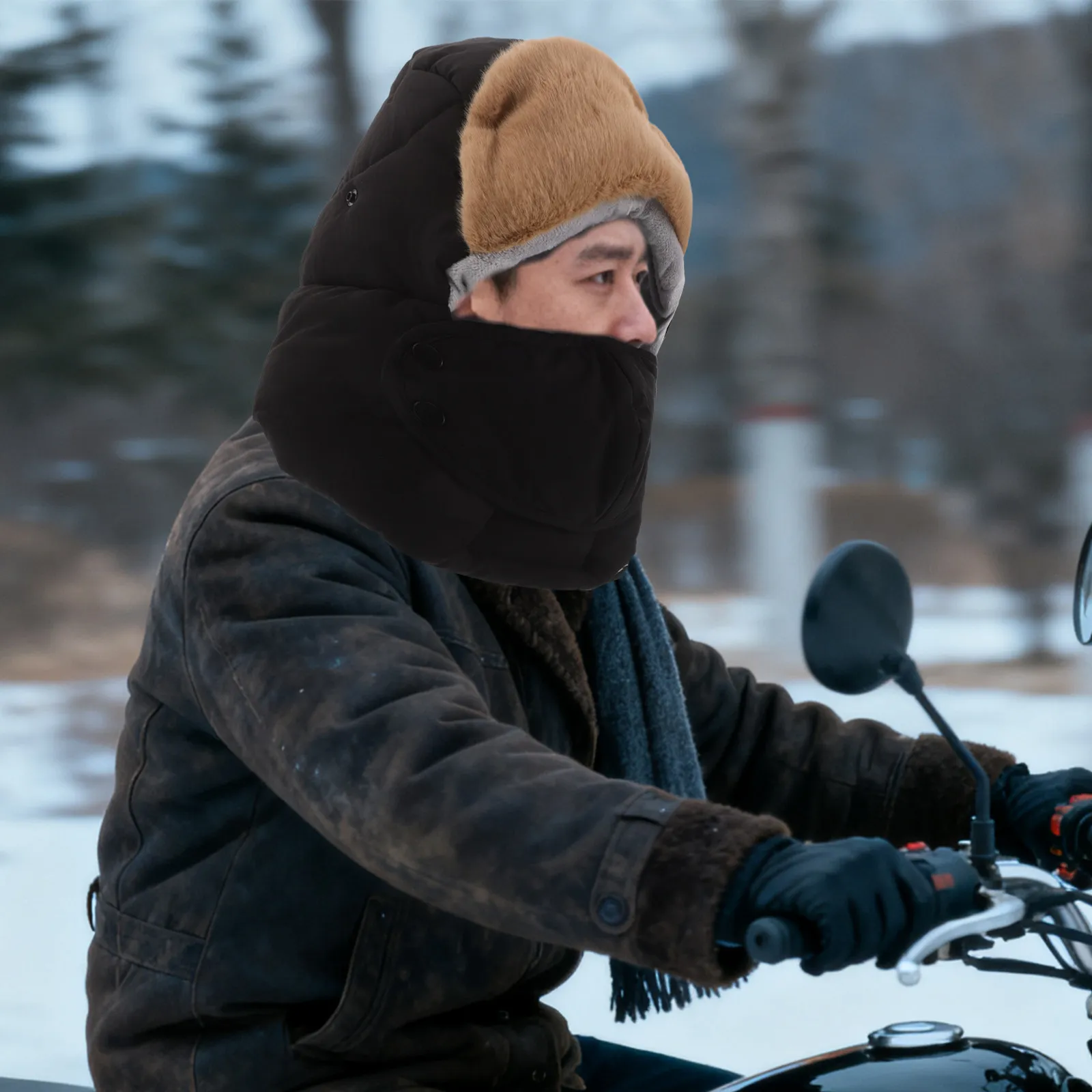 

Thickened Windproof Winter Pilot Hat for Men Ear Covering Trapper Cap Cycling Skiing Running Outdoor Sports Warm Russian Style