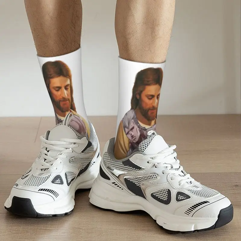 Novelty Men\'s Polnareff And His Stand Dress Socks Unisex Comfortable Warm 3D Printed Jojos Bizarre Adventure Jesus Crew Socks