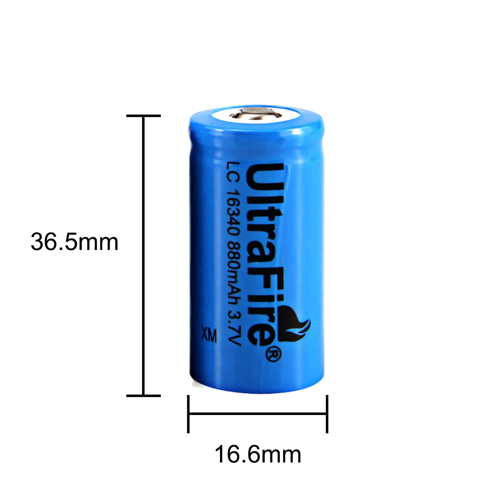 UltraFire 16340 880mAh 3.7V High Efficiency Rechargeable Lithium Ion Battery for Flashlights Toys and Multi Device Compatibility