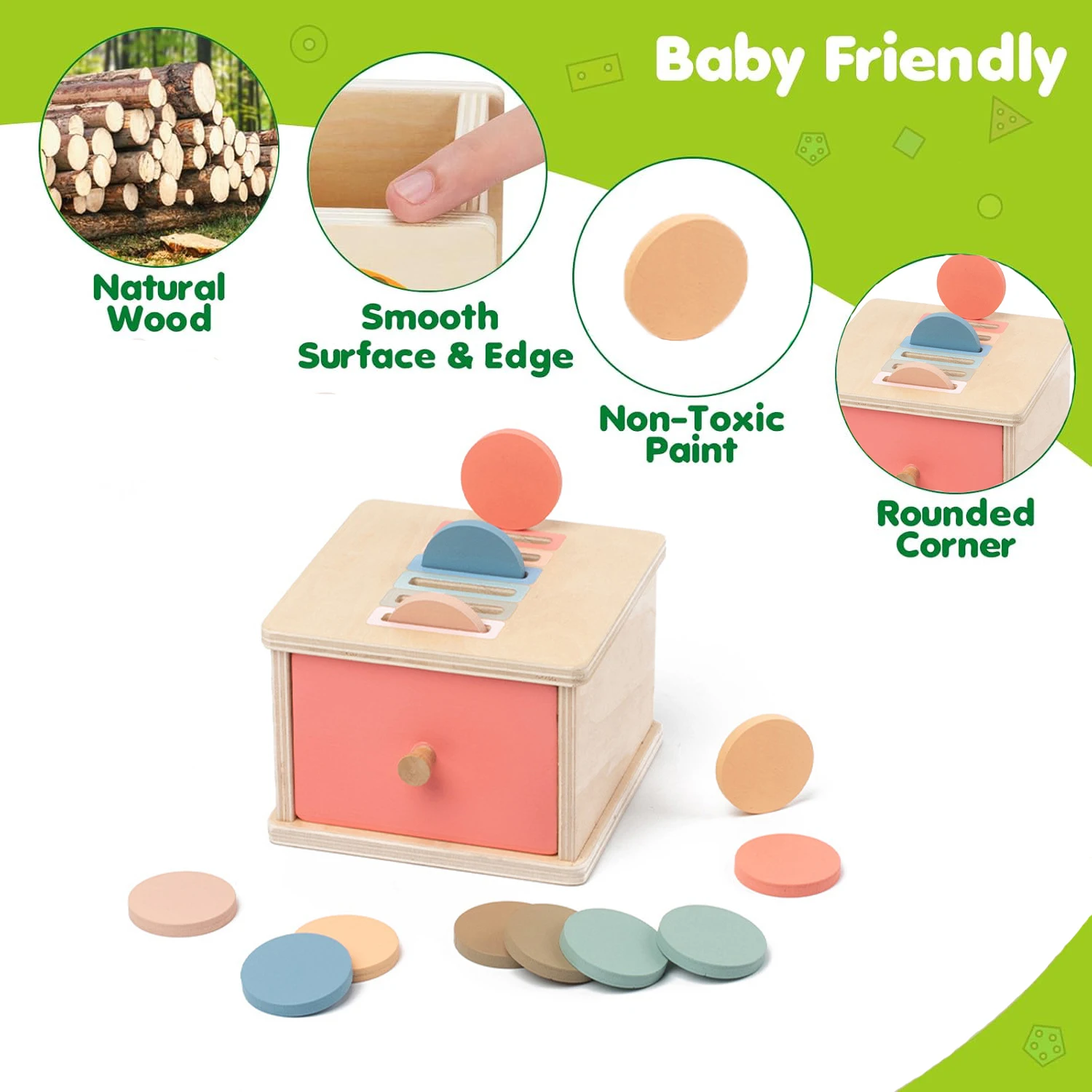 Montessori brinquedos para o bebê caixa de moedas de madeira brinquedo objeto permanência caixa cor forma cognição jogo brinquedo educativo brinquedos de motor fino