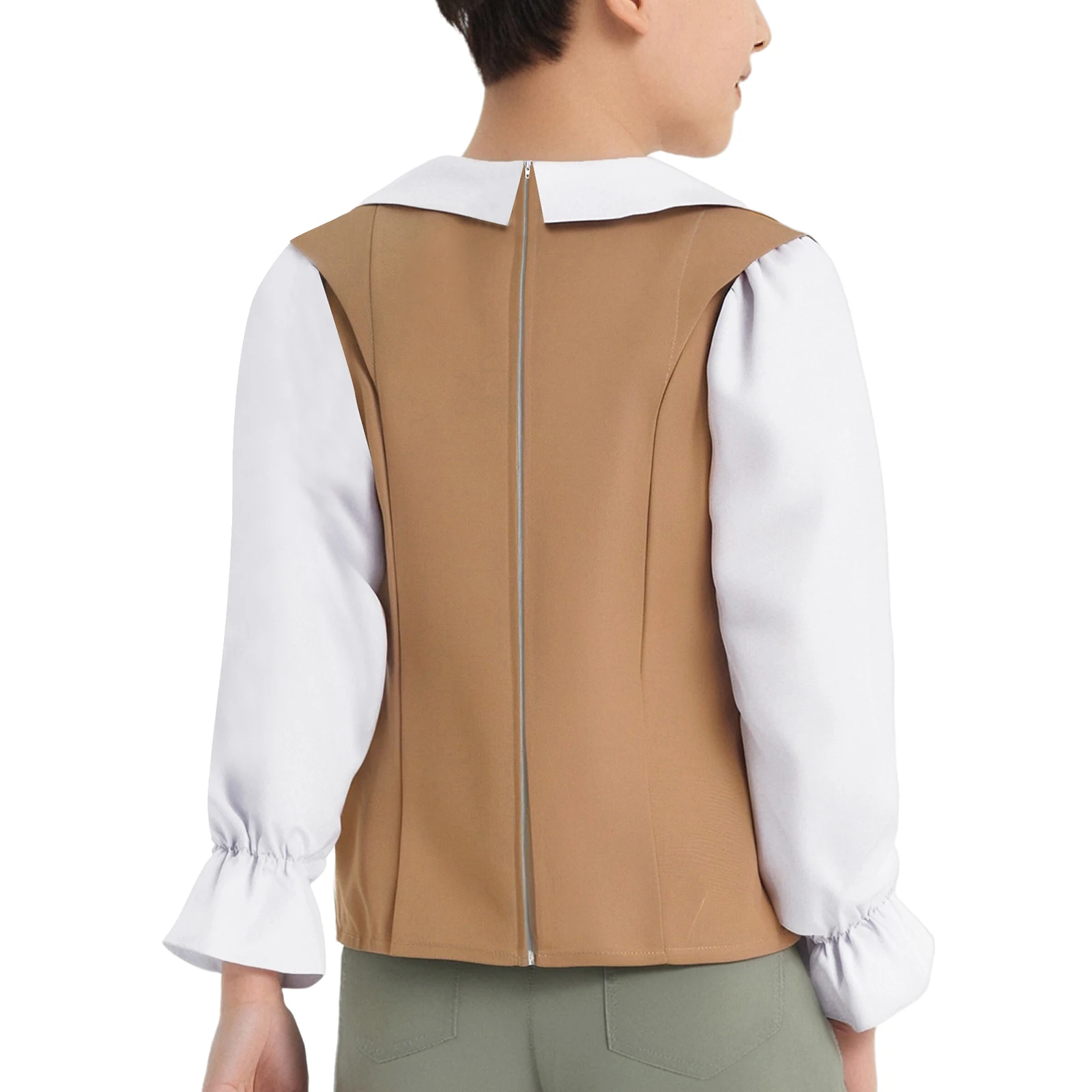 أطفال بنين قميص عصر النهضة الفيكتوري زي الباليه الرقص الأعلى الرجعية طويلة الأكمام الجبهة تقاطعات كتلة اللون المرقعة قميص