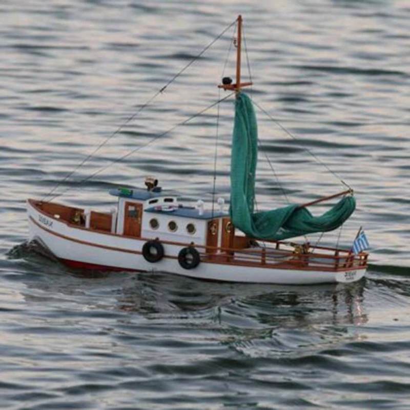 RC السفن 80 سنتيمتر NAXOS اليونانية التحكم عن بعد قارب صيد صغير هيكل خشبي RC Schiffe أطقم منمذجة السفينة لعبة ألعاب جنسية #1