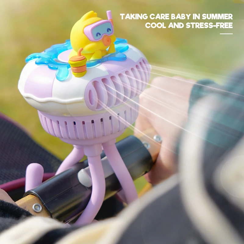 

3 Speeds Rotatable Electric Cart Stroller Fan Bladeless Baby Stroller Clip On Fan USB Recharging Outdoor Portable Handheld Fan