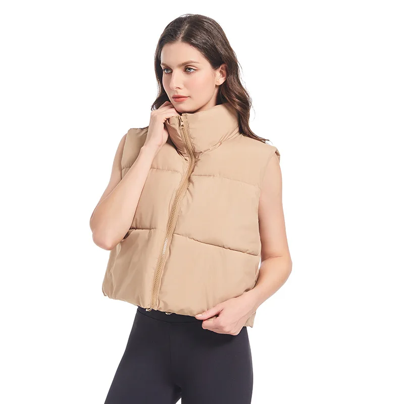 

Women's Autumn Winter Top Coat Cotton Coat Vest Stand-up Collar Short Thickened Fleece Lining Comfortable Casual Niche Versatile