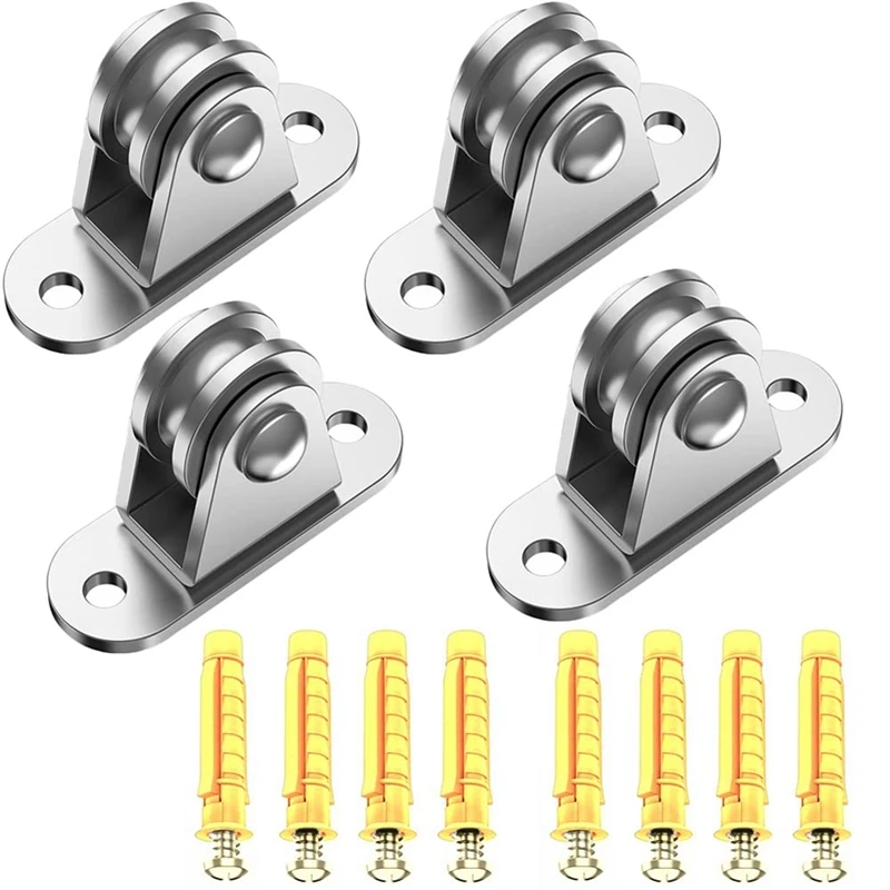 

304 Stainless Steel Pulley Block, Small Pulley Block Silent Pulley, Material Handling and DIY Kits Moving, 4PCS