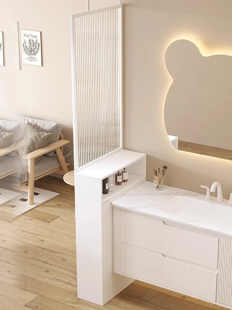 Honeycomb aluminum bathroom side cabinet toilet wet and dry separation half wall partition cabinet washstand side cabine