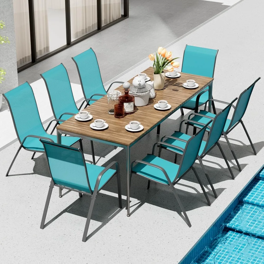 

Patio Chairs, Stackable Textilene Outdoor Dining Furniture for All Weather, with 17.7″ Wide Seat & Metal Frame, for Garden