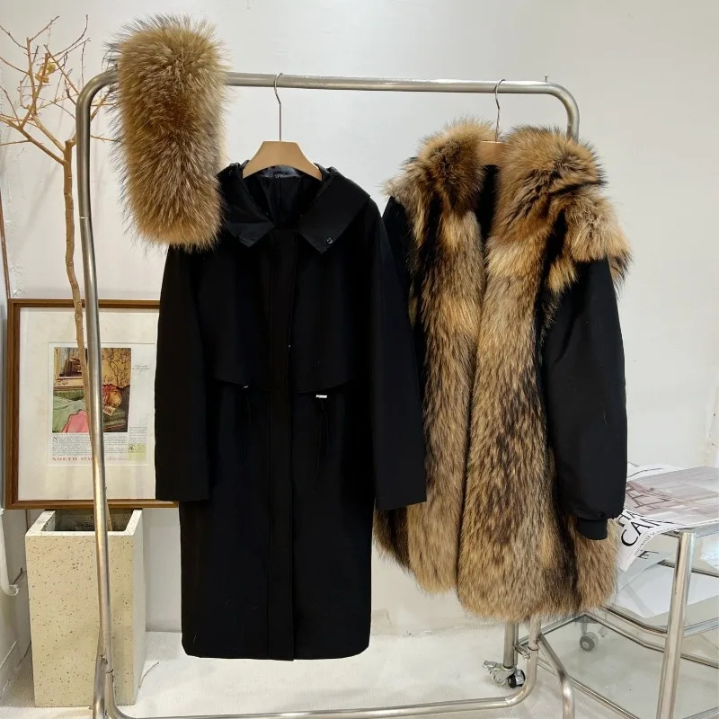 Special Pie Overcomes New Fur Winter Long Imitation Fox Liner Removable Fur Thickened Coat Jacket Super Cold-resistant and Warm