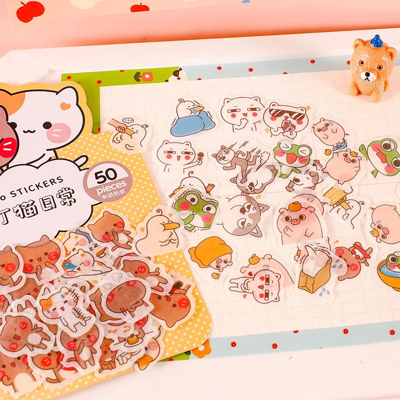 Cartoon Cute Small Stickers Creative and Paper Hand Account Sticker Bag Children's Stickers Hand Account Decoration DIY Material