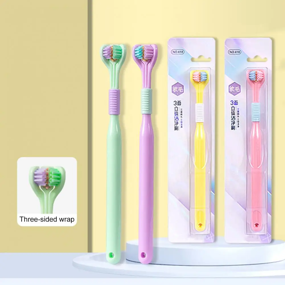 Three Sided Toothbrush Soft Bristles Gentle Clean Replaceable Heads 360-Degree Coverage Toothbrushes For Complete Teeth Gum Care