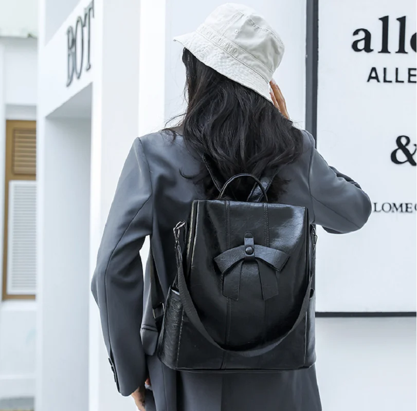 New Women's Fashion High Quality Soft Leather Travel Backpacks Large Capacity Anti Theft Shoulder Bags Notebook School Bag Totes