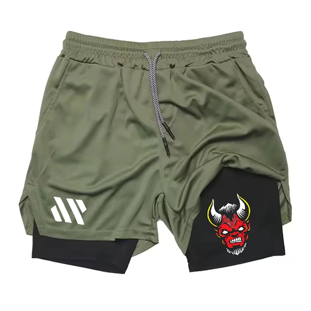 

Мужские спортивные шорты «два в одном», дышащие повседневные быстросохнущие двухслойные шорты, летняя спортивная одежда для бега, низ M-3XL