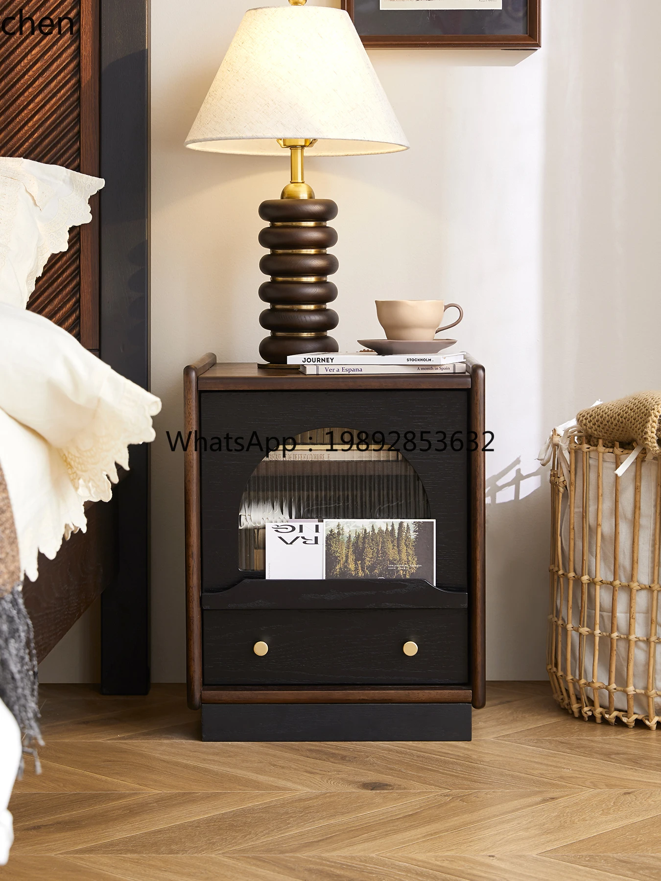 Picture 3: retro bedroom solid wood bedside storage bedside small cabinet household rack locker