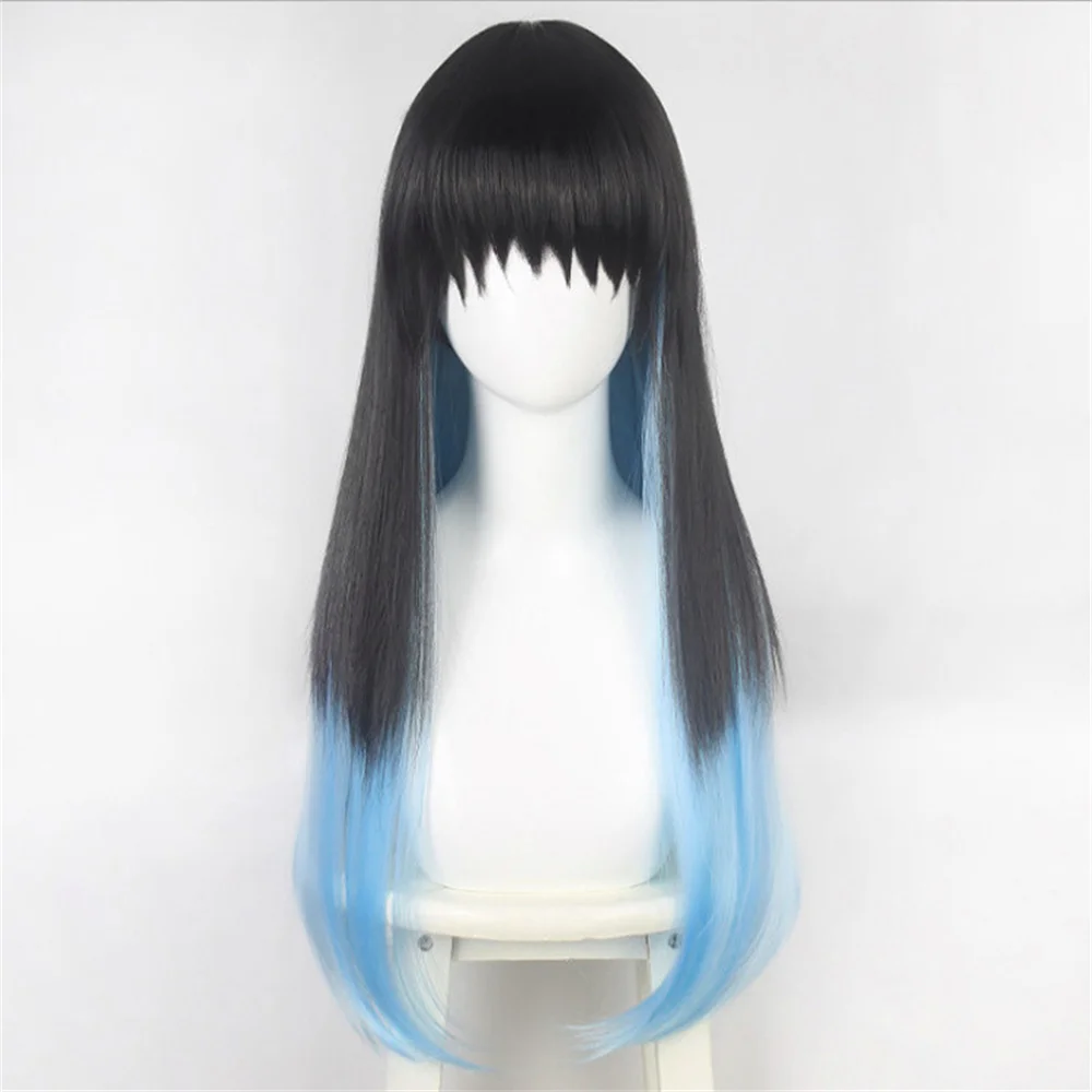 Peruca Cosplay Demon Slayer para Homens e Mulheres, Perucas Anime, Tokitou Muichirou