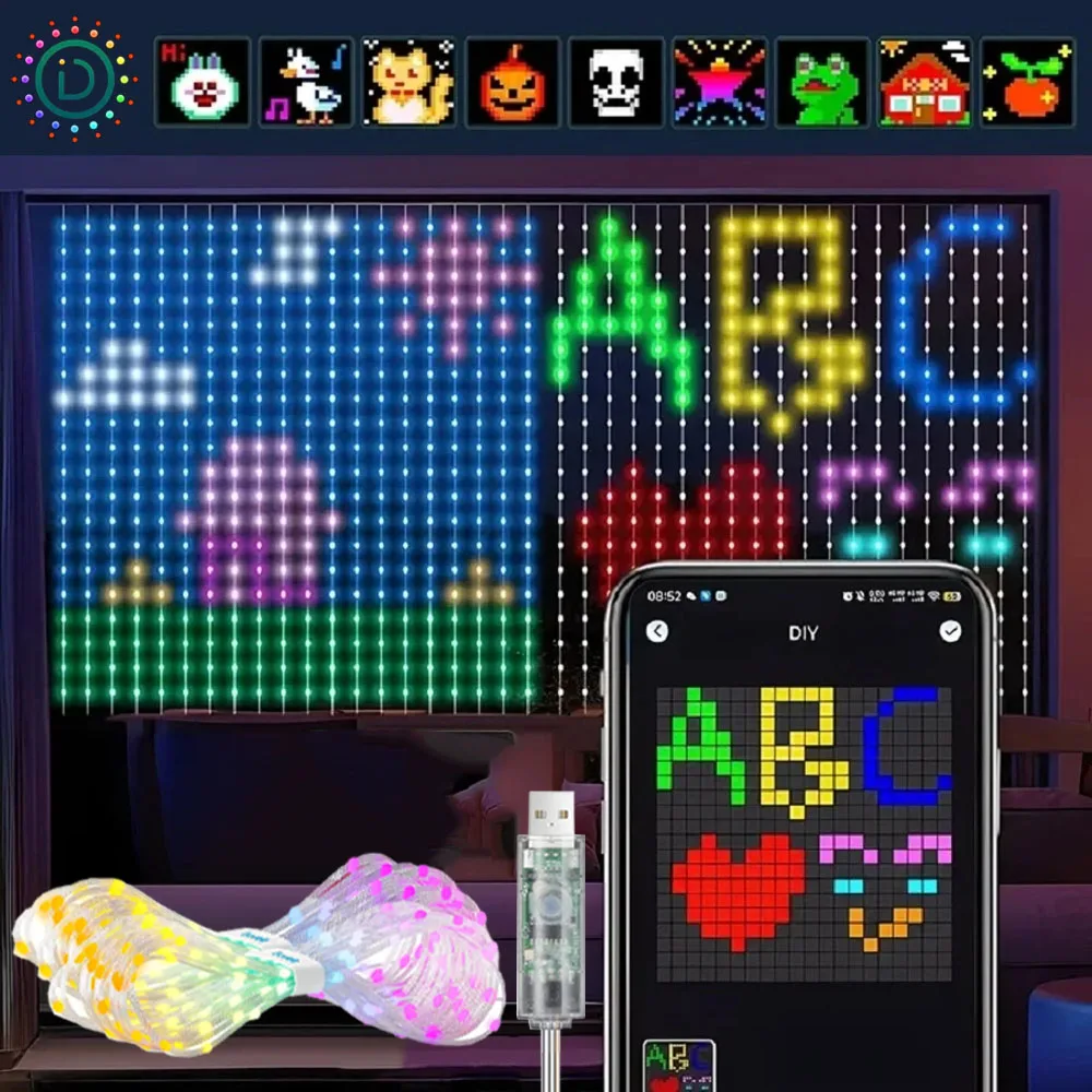 400ledスマートカーテンライト-66フィート-x-66フィート-フェアリーハンギングカーテンストリングライト-アプリ＆リモコン付き-ダイナミックdiyカラーチェンジ