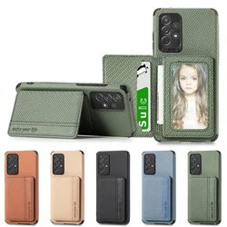 Carbon Fiber RFID Magnetic Leather Wallet Card Holder Case for Samsung Galaxy S25 S26 S22 Plus S21 S23 S24 Ultra S20 Fe Cover