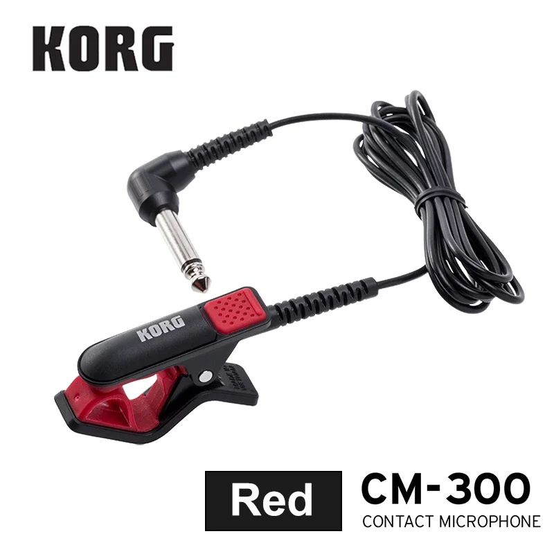 Korg  CM300 Clip-On Contact Microphone 1/4''(Dia6.3mm) male phone connector and 5ft (1.5m) shield cable - White/Black/Red