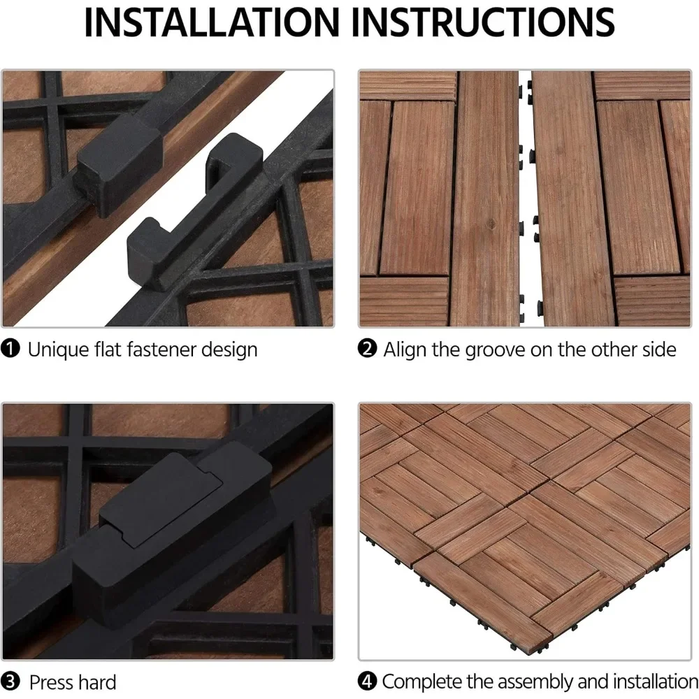 27 قطعة أرضيات خشبية بلاط سطح الفناء بلاط متشابك فناء خشب متين وبلاستيك داخلي وخارجي 12 × 12 بوصة #5