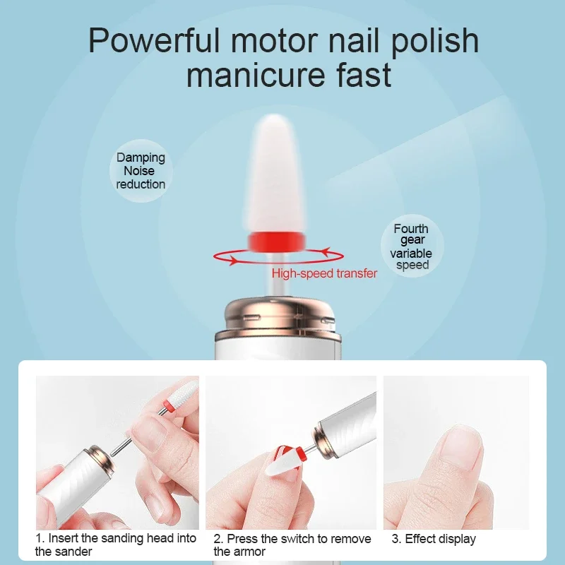 Ponceuse à ongles électrique sans fil, 15000 tr/min, aste, fraiseuse professionnelle