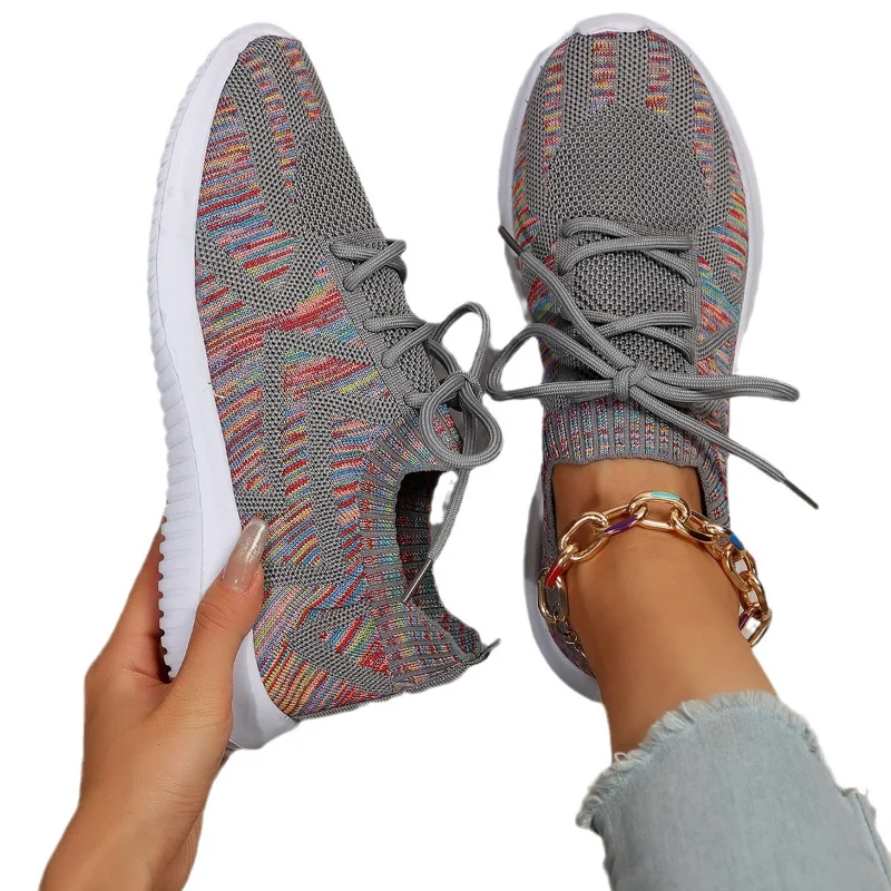 European and American Large Size Casual Shoes for Women 2023 Summer New Mixed Colors Women Shoes Mesh Breathable Sneakers Women