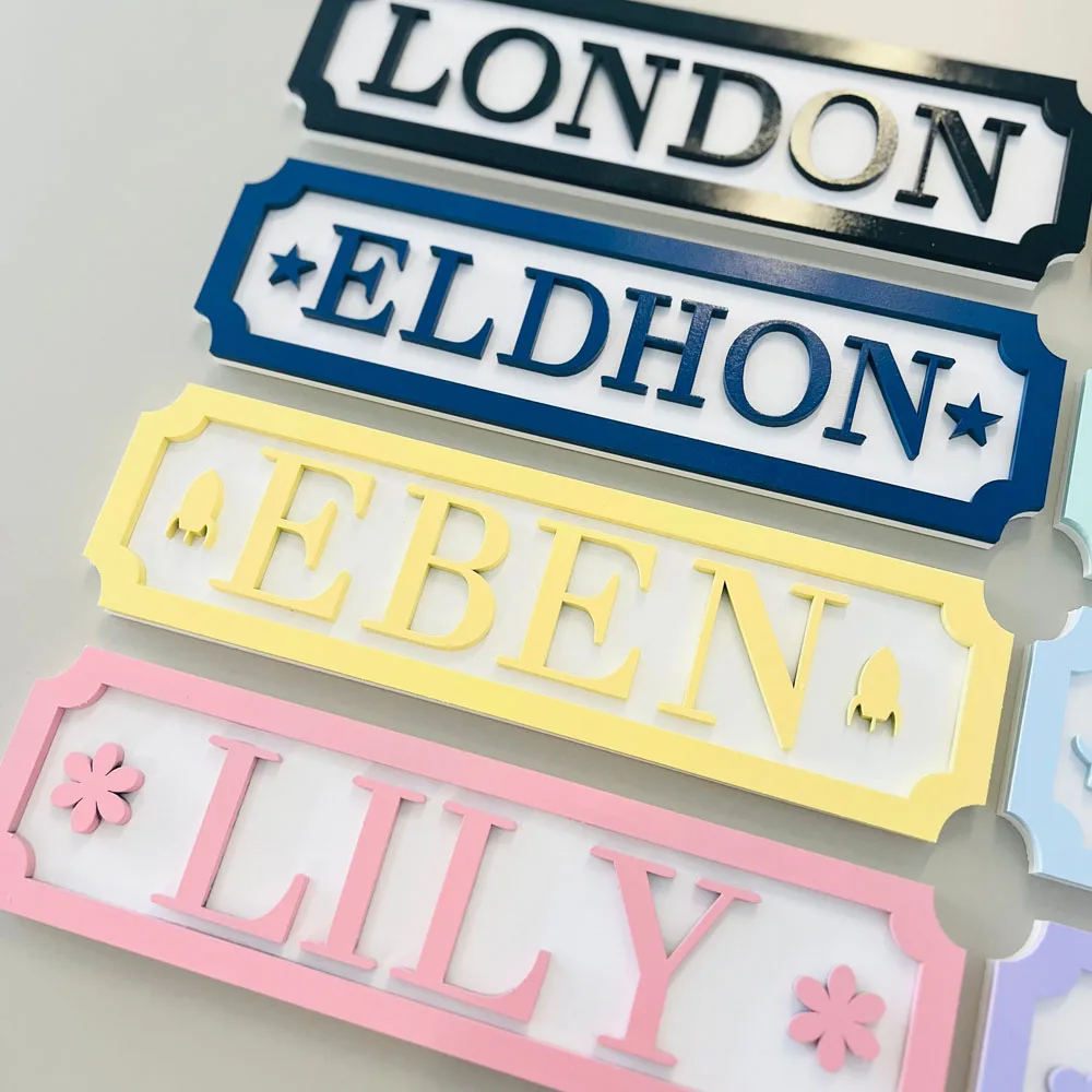 

Custom Engraved Baby Name Door Sign Personalized Wooden Nursery Plaque for Boys & Girls Unique Room Décor Perfect Newborn Gift