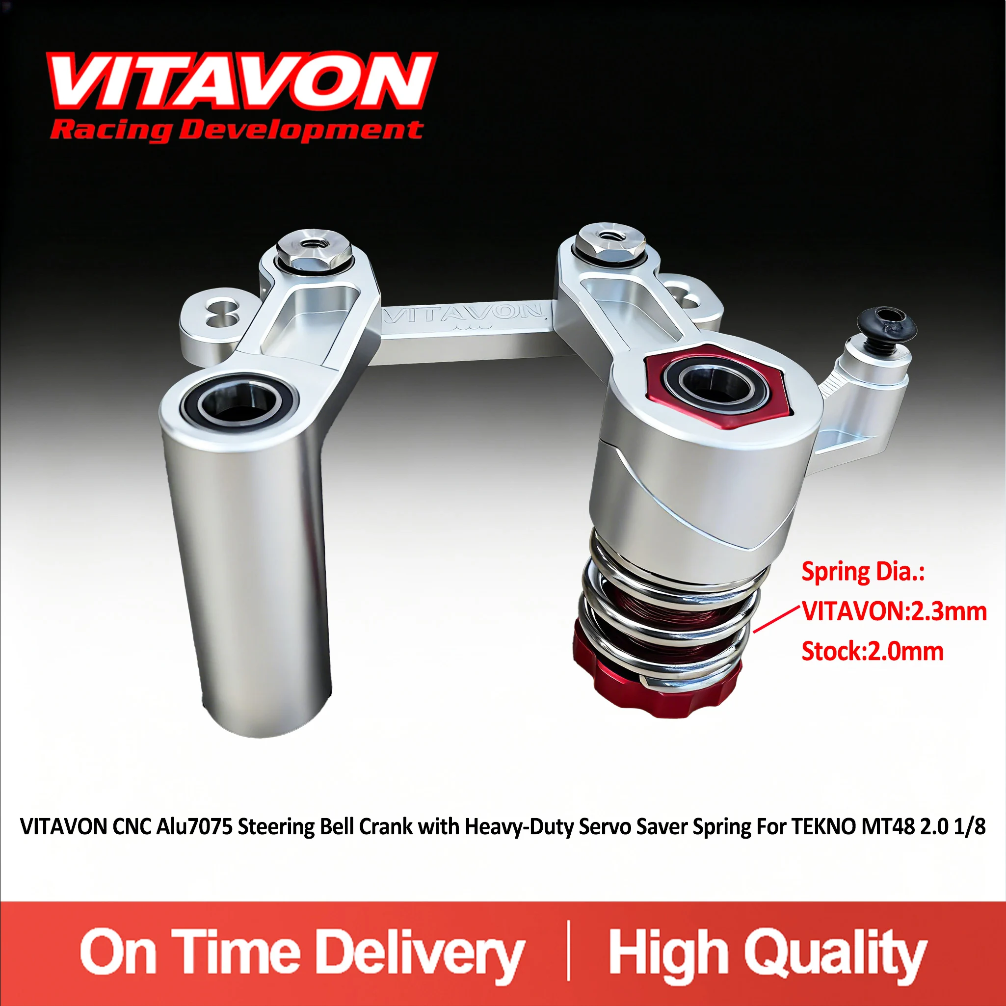 

VITAVON CNC Alu7075 Steering Bell Crank with Heavy-Duty Servo Saver SpringFor TEKNO MT48 2.0 1/8