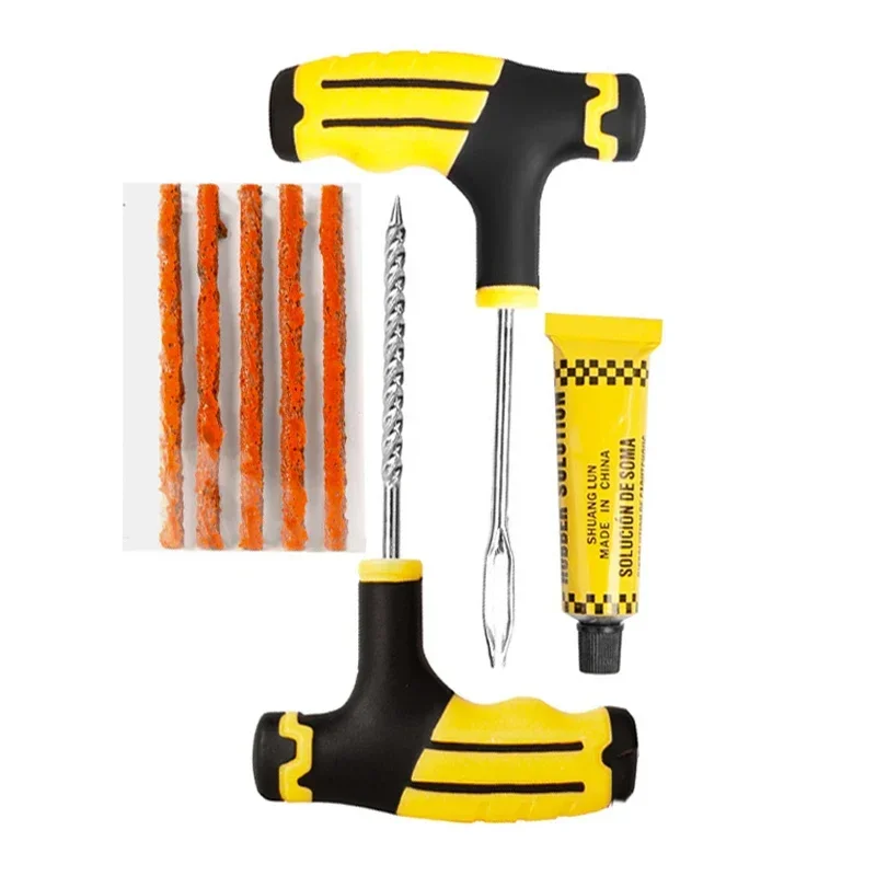 طقم تصليح إطارات السيارة أدوات التوصيل ثقب الإطارات في حالات الطوارئ لشرائط الإطارات اثارة الغراء مجموعة أدوات إصلاح اكسسوارات السيارات #4