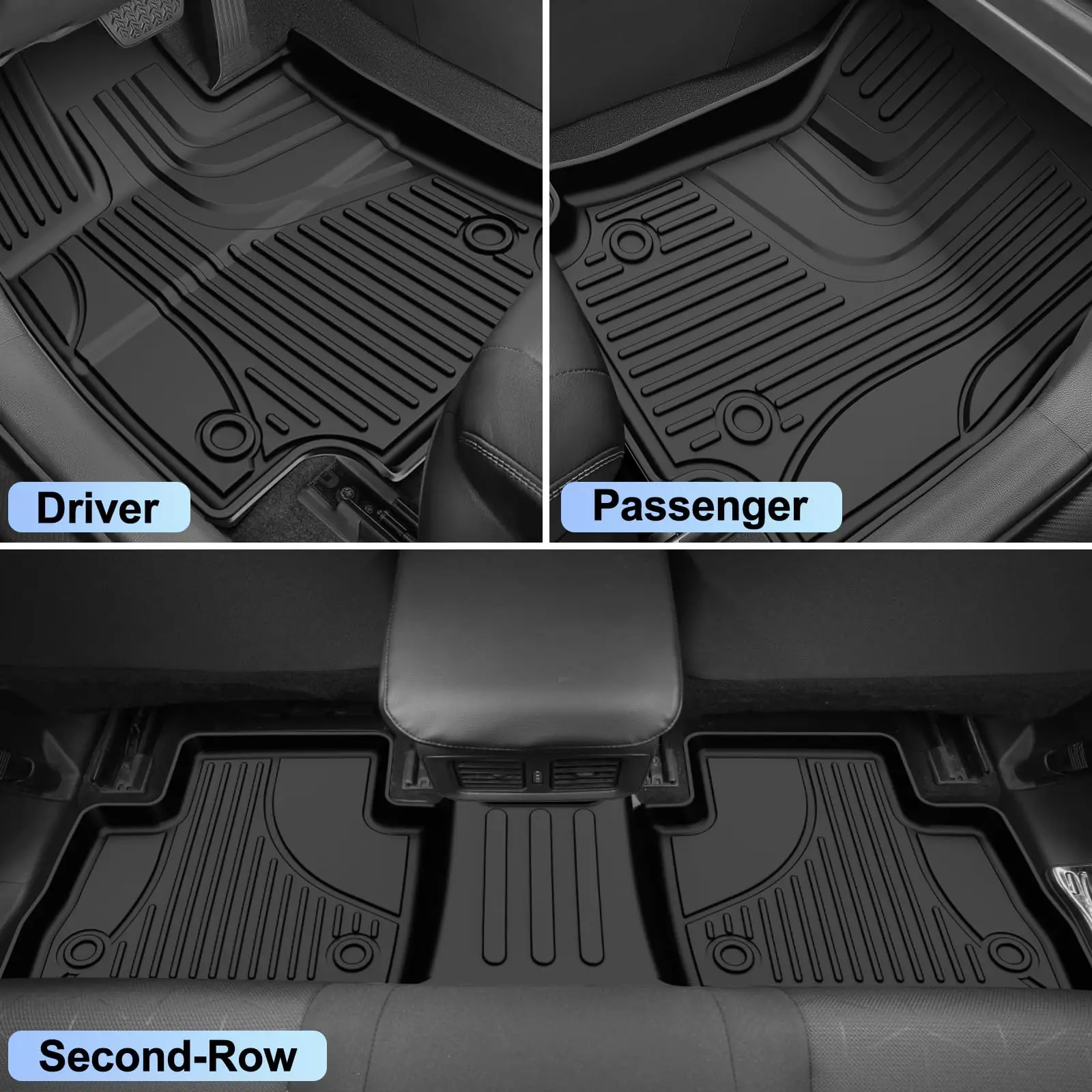 بطانات أرضية مناسبة لسيارة Toyota RAV4 2019-2025 سجادات أرضية السيارات لجميع الأحوال الجوية - مجموعة كاملة من بطانات الأرضية المطاطية - سجادات سيارة مضادة للانزلاق