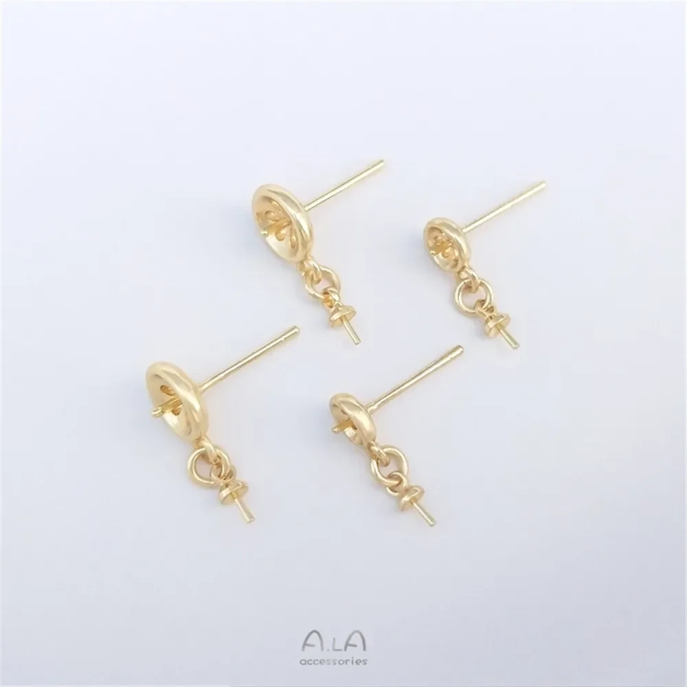 

14K gold-wrapped half-hole beads for hanging sheep's eye ear nails 925 silver needles diy handmade sticky pearl ear accessories