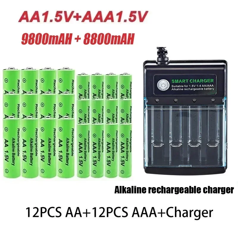 Original Rechargeable Battery 1.5V AA9800mAh+AAA8800mAh+Charger for Computer Clock Radio Video Game Digital Camera AA AAAbattery