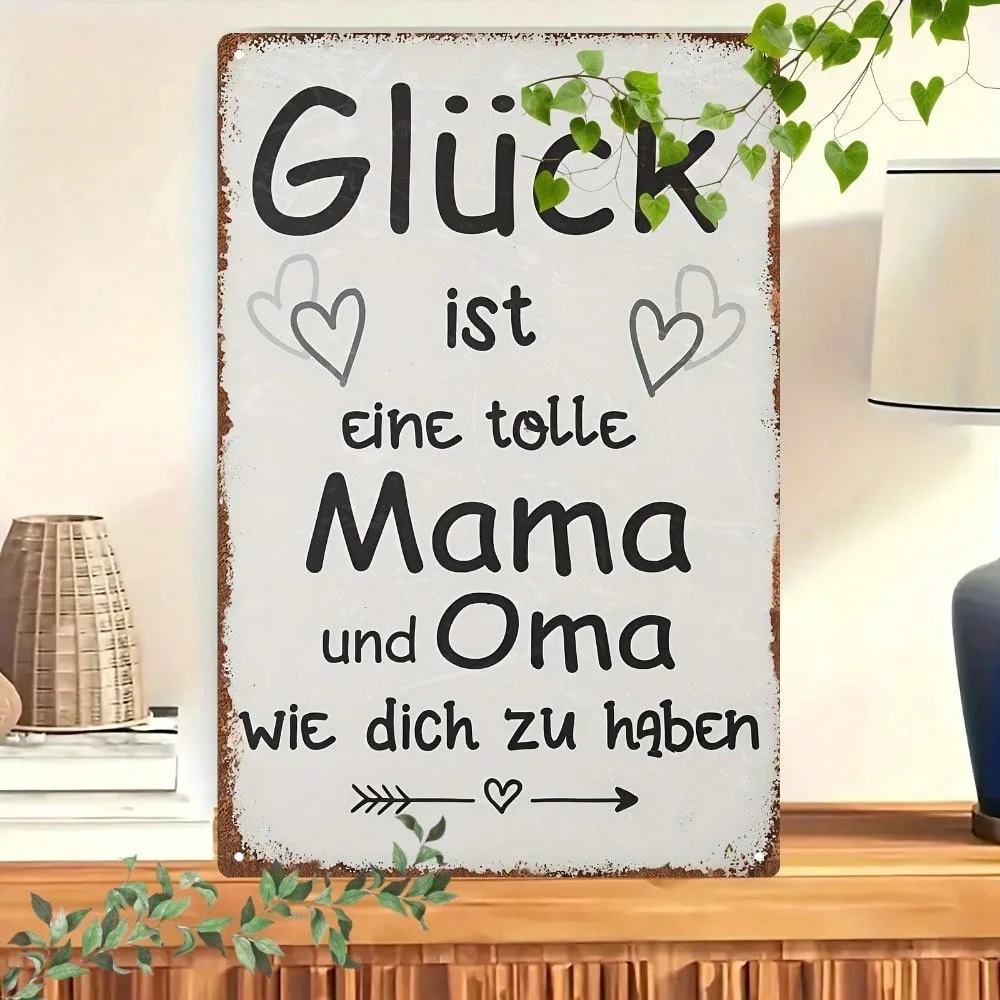 Vintage Art Deco Ramadan 2026 & Valentine's Decor - Funny German Quote Metal Wall Sign, Unique Gift for Mom & Oma, Rustic Home P