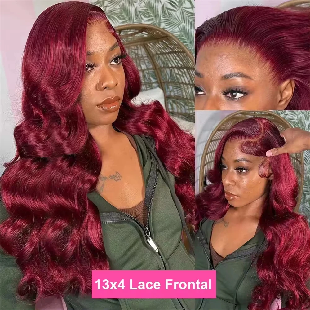 HD Transparent 99J Burgundy Bo - Hd Lace Frontal Wig Human Hair Pre Plucked 评论和价格