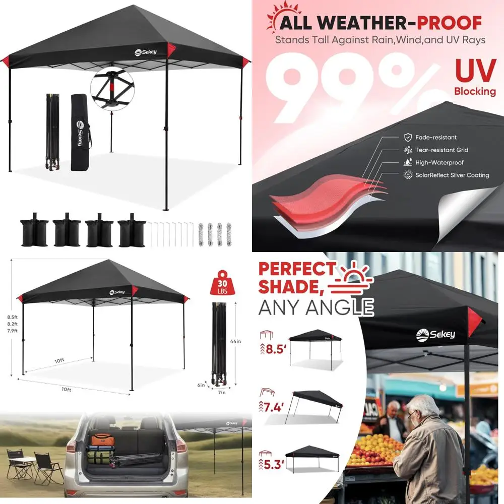 

10x10 Instant Canopy with One-Push Setup for 99% UV Protection - Portable Outdoor Shade for Events and Parties