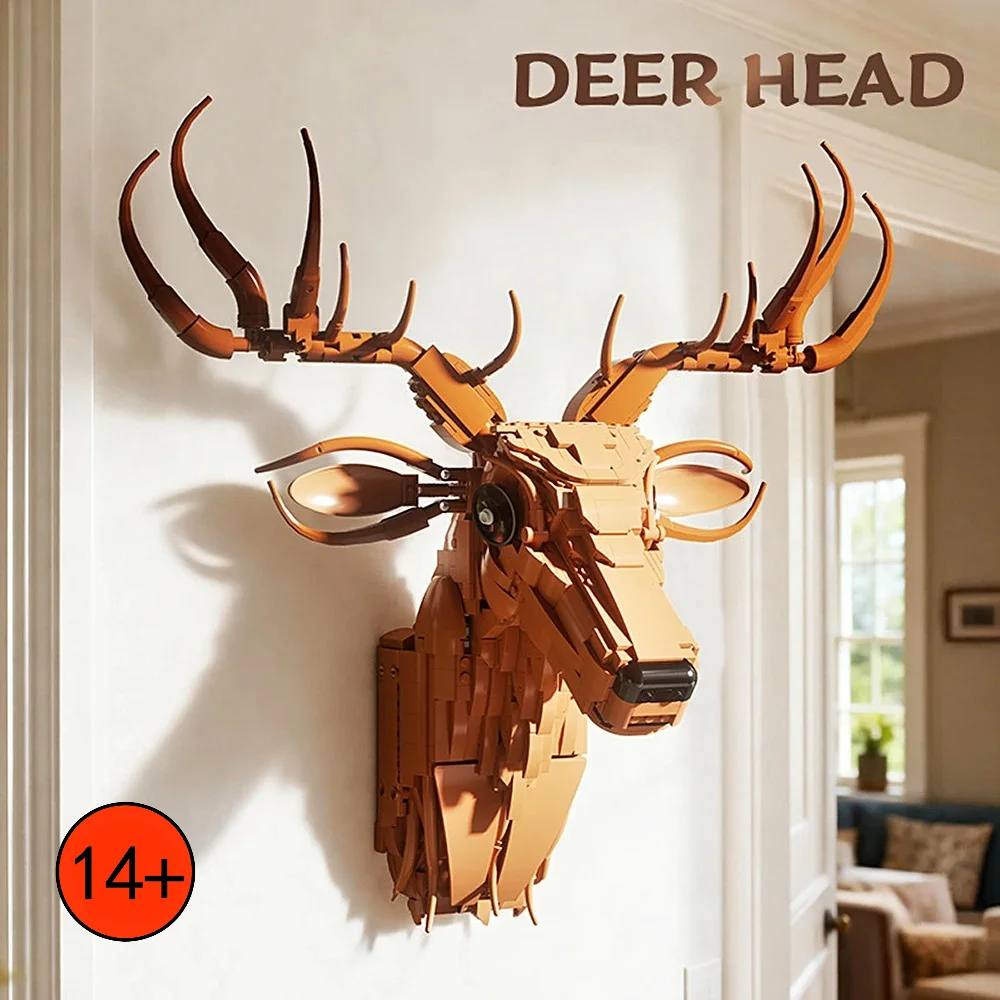 

Realistic Stag Head Sculpture Building Blocks Kit Deer Head Ornament Model Home Decor Bricks Toy Gift For Art Decoration Lovers