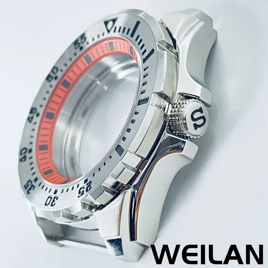 

44 мм серебряный корпус для часов из нержавеющей стали, черное, синее, зеленое кольцо с главой, подходит для механизма NH34 NH35 NH36 NH38 NH39 NH70 N