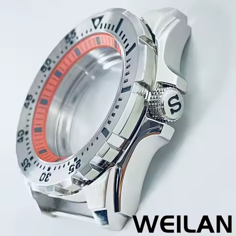 44mm Silver Stainless Steel Watch Case Black Blue Green Chapter Ring Fit NH34 NH35 NH36 NH38 NH39 NH70 N Movement