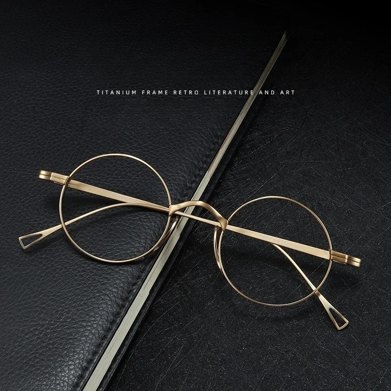 OLLYMURS Сверхлегкая оправа из чистого титана с широкой оправой по рецепту, круглая оправа для очков в стиле ретро, оправа для очков для близорукости для мужчин и женщин 10518
