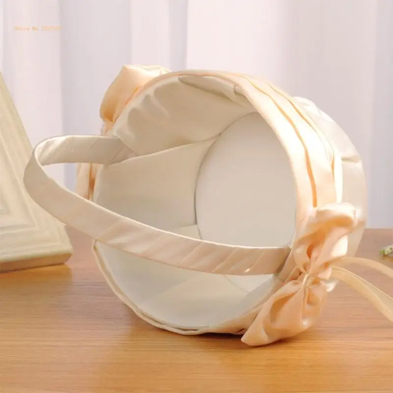 Flower Girl Basket for Wedding Small Wrapped Champagne Color Bows Decor Dropship