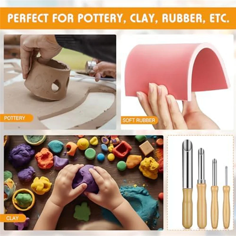 

Любимый клиент, 16 предметов, резак для глиняных отверстий из нержавеющей стали, круглые формы, глиняные инструменты для лепки, принадлежности для сверления керамики, 4