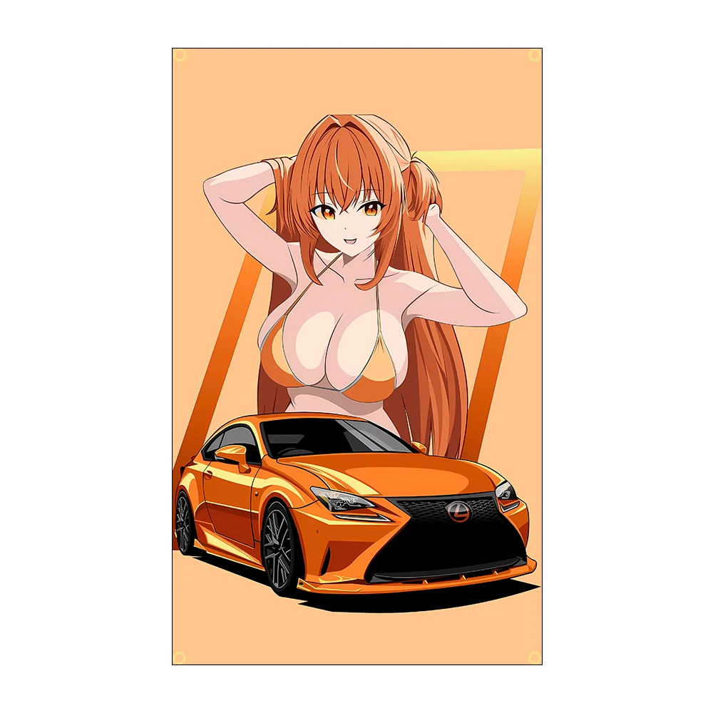 60x90cm 90x150cm JDM Anime Car Flag Banner Polyester Printed Garage Decor Auto Enthusiasts Poster for Car Lovers